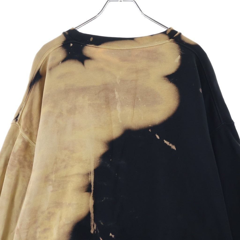 BALENCIAGA(バレンシアガ) 17AW OVERSIZE BLEACH HOMME SWEAT フロント刺繍 ブリーチ加工 スウェット トレーナー プルオーバーパーカー ブラック/ベージュ T35 486095 TWK44