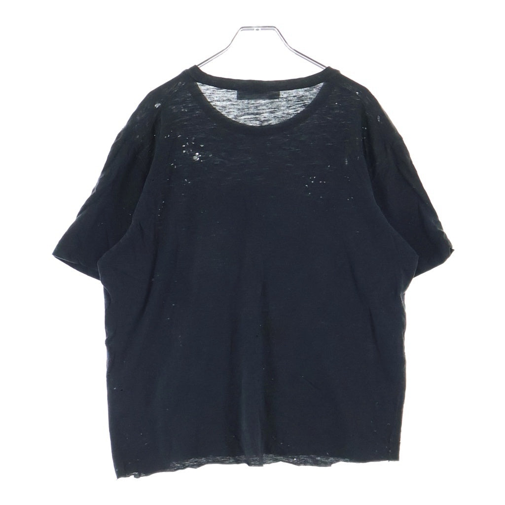 DSQUARED2(ディースクエアード) SUPERVINTAGE DYED CIGARETTE FIT スーパーヴィンテージ ダイド シガレット フィット フロントプリント ダメージ加工 クルーネック 半袖カットソー Tシャツ ブラック