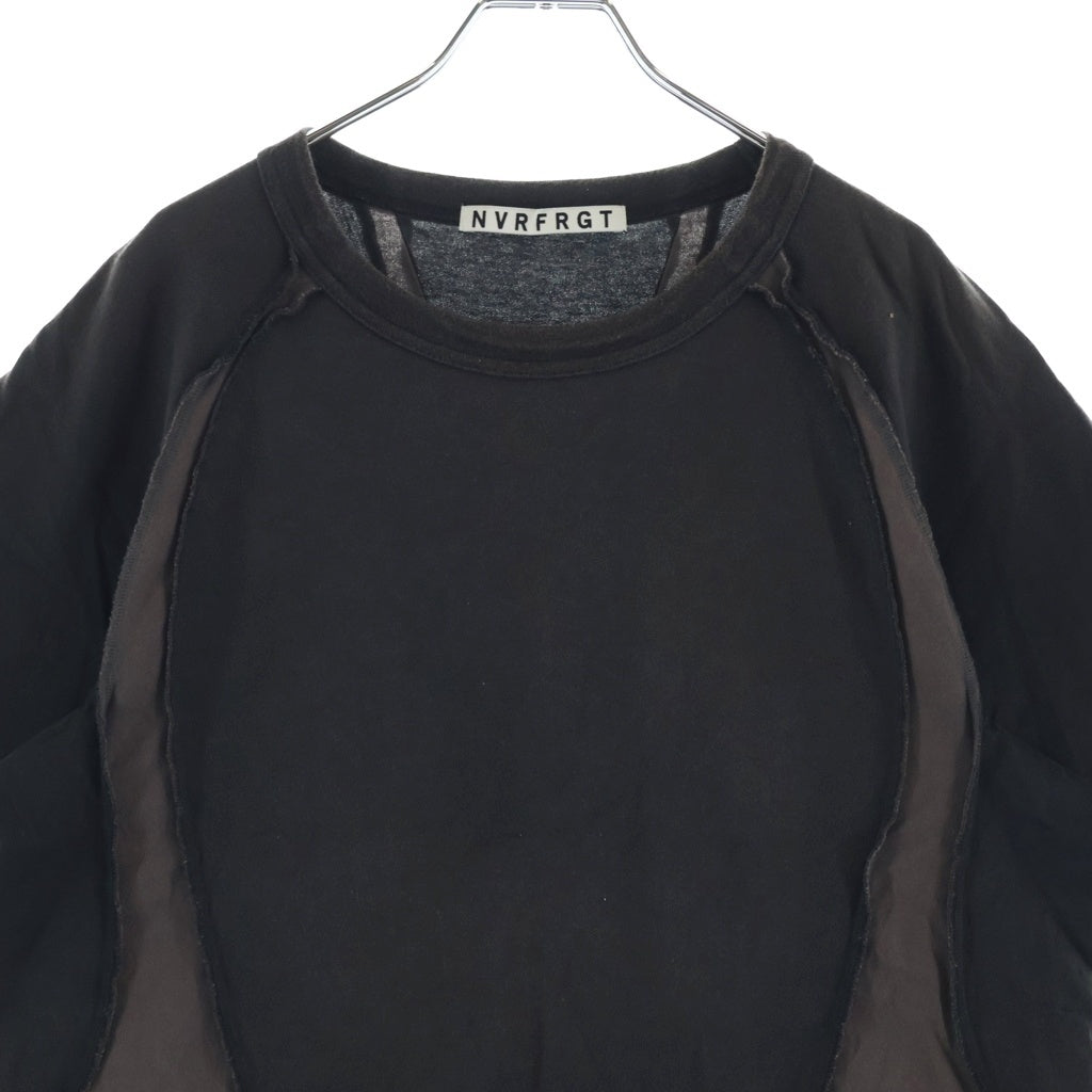 NVRFRGT(ネバーフォーゲット) PANELED HALF SLEEVE T-SHIRT パネルド ハーフ スリーブ ドッキング クルーネック 半袖カットソー Tシャツ ブラック EXC252T01