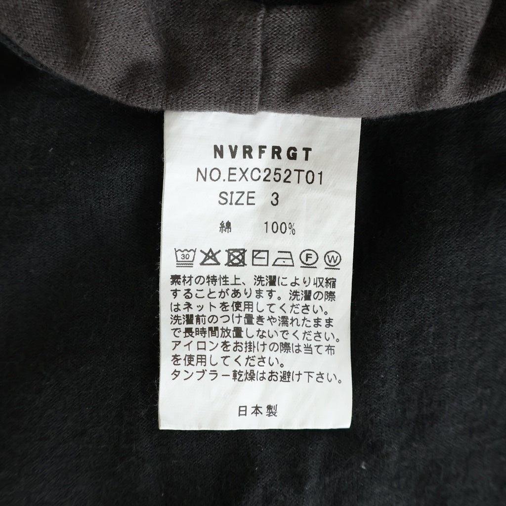 NVRFRGT(ネバーフォーゲット) PANELED HALF SLEEVE T-SHIRT パネルド ハーフ スリーブ ドッキング クルーネック 半袖カットソー Tシャツ ブラック EXC252T01