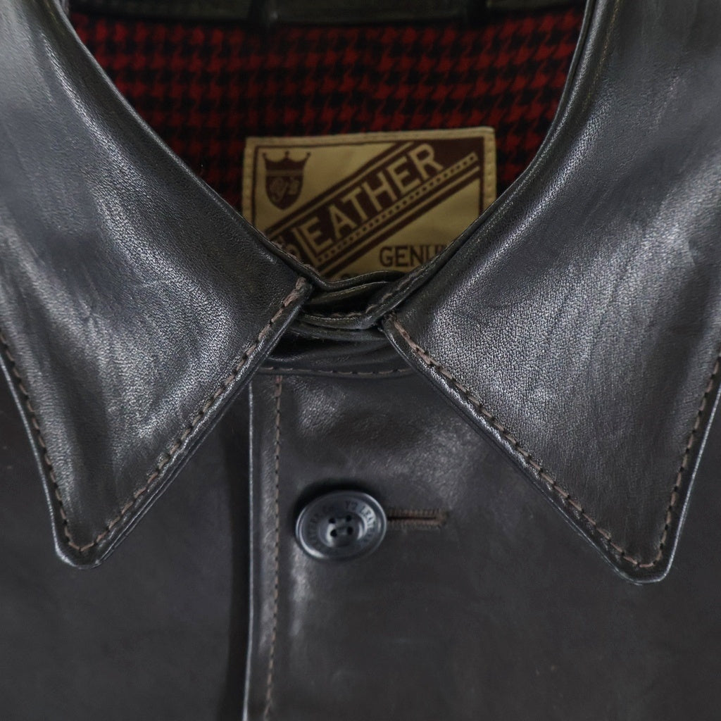 Y'2 LEATHER(ワイツーレザー) ECO HORSE エコホース 30S カーコート シングルボタンフライ レザー ライダースジャケット ブラック EC-86