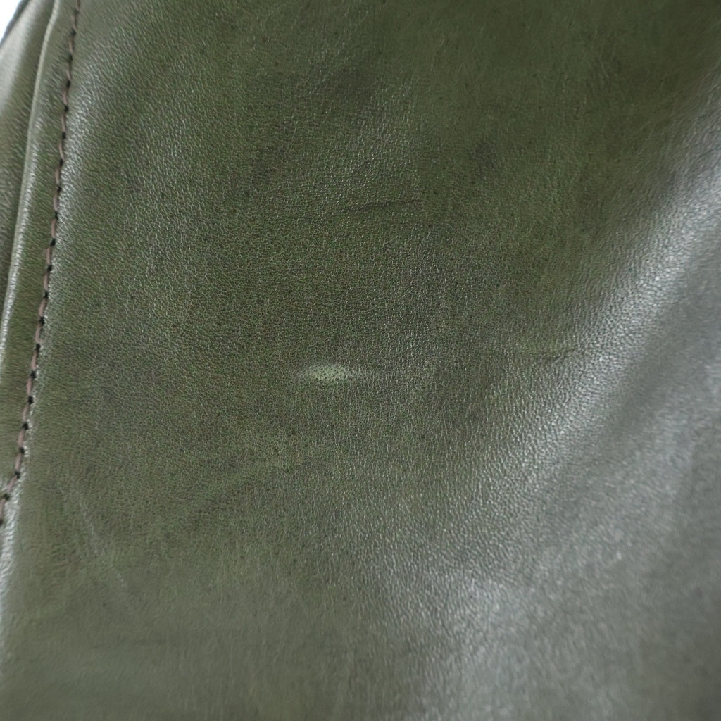 Y'2 LEATHER(ワイツーレザー) ECO HORSE 1st TYPE シングルボタンフライ プリーツ ホースレザー ライダースジャケット カーキ EB-140