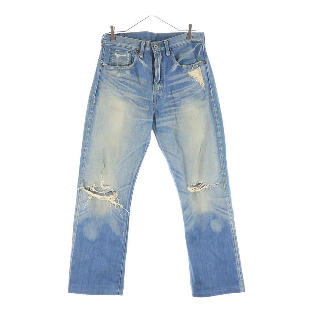 Levi's VINTAGE CLOTHING(リーバイス ビンテージ クロージング) 501 ボタン裏無 J22 復刻 赤耳 均等V BIG Eエイジング ダメージ加工 デニムパンツ インディゴ