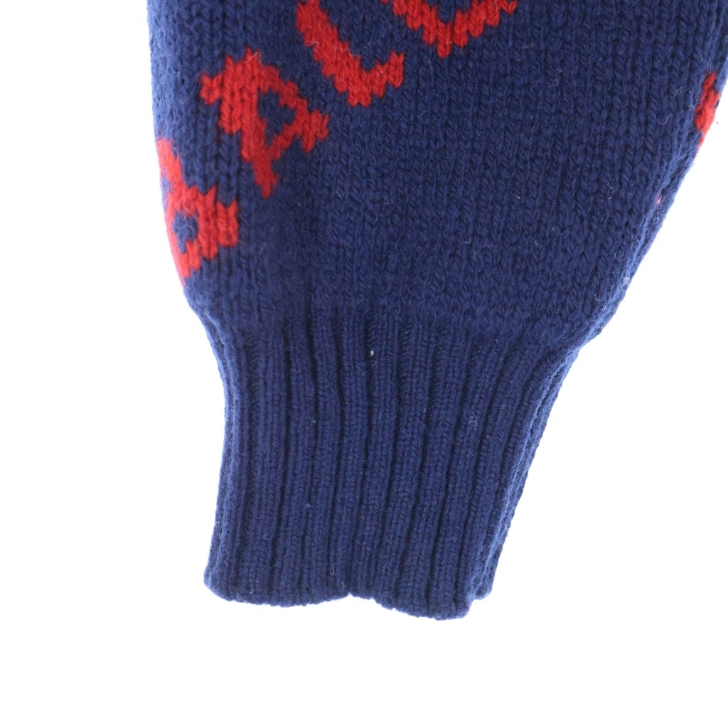 BALENCIAGA(バレンシアガ) 19AW ALLOVER LOGO CREWNECK KNIT オールオーバーロゴ クルーネック ジャガード ニットセーター ネイビー 547831 T1473