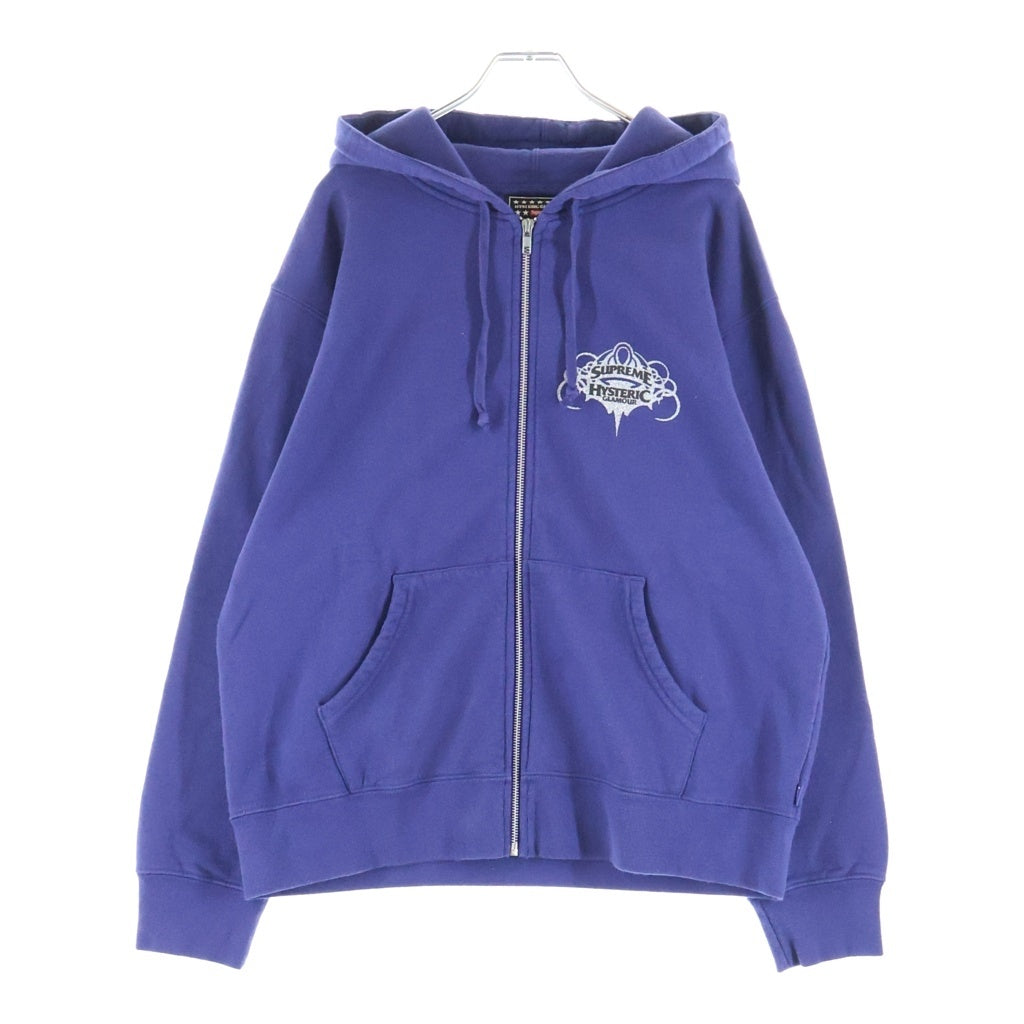 SUPREME(シュプリーム) 21SS ×HYSTERIC GLAMOUR Zip Up Hooded Sweatshirt ヒステリックグラマー ロゴプリント ジップアップ スウェットパーカー パープル