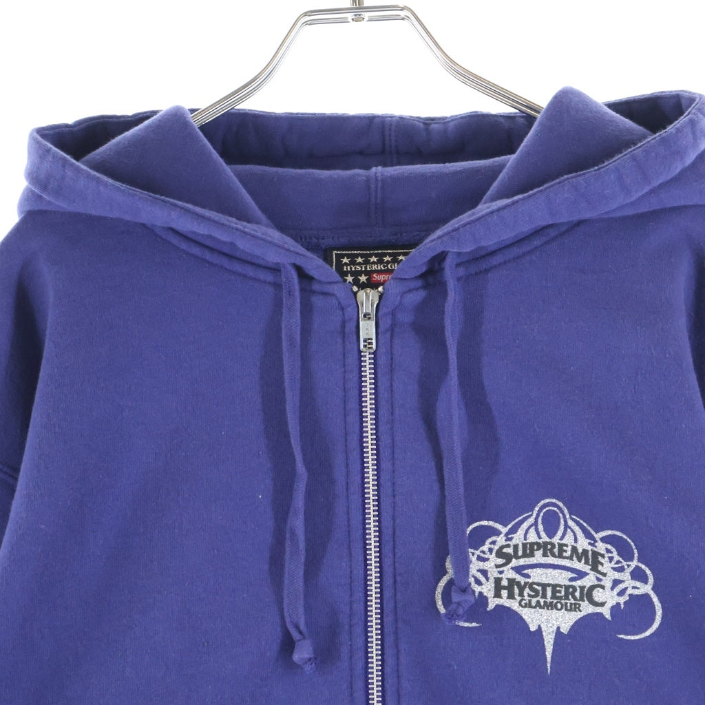 SUPREME(シュプリーム) 21SS ×HYSTERIC GLAMOUR Zip Up Hooded Sweatshirt ヒステリックグラマー ロゴプリント ジップアップ スウェットパーカー パープル