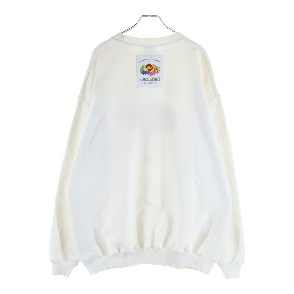 VETEMENTS(ヴェトモン) 21AW Cutest Of The Fruits Logo Sweatshirt フルーツロゴプリント クルーネック スウェットトレーナー ホワイト UA52TR690W