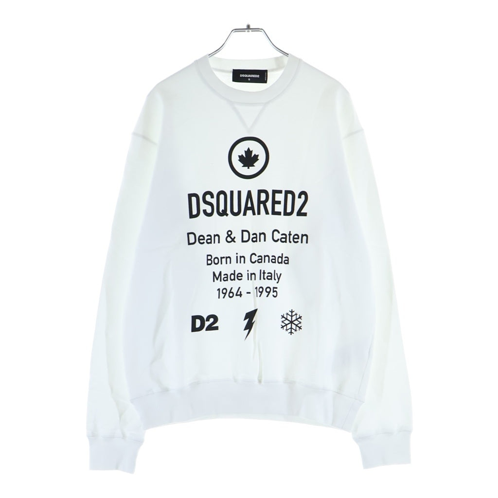 DSQUARED2(ディースクエアード) ロゴプリント クルーネック スウェットトレーナー ホワイト S74GU0425 S25042