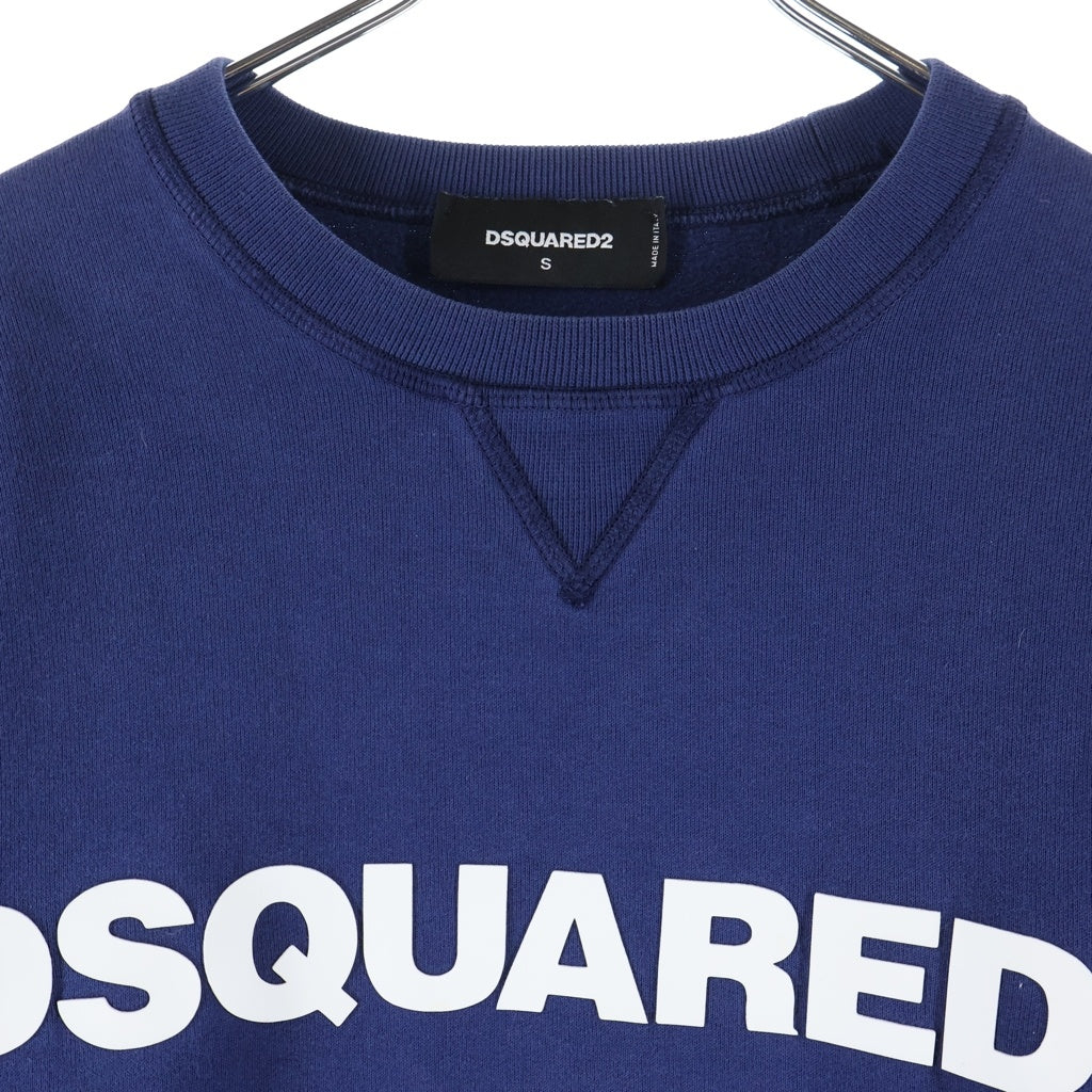 DSQUARED2(ディースクエアード) ロゴプリント クルーネック スウェットトレーナー ネイビー S74GU0359 S25030