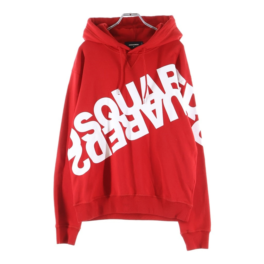 DSQUARED2(ディースクエアード) ロゴプリント スウェット プルオーバーパーカー レッド S74GU0392 S25042