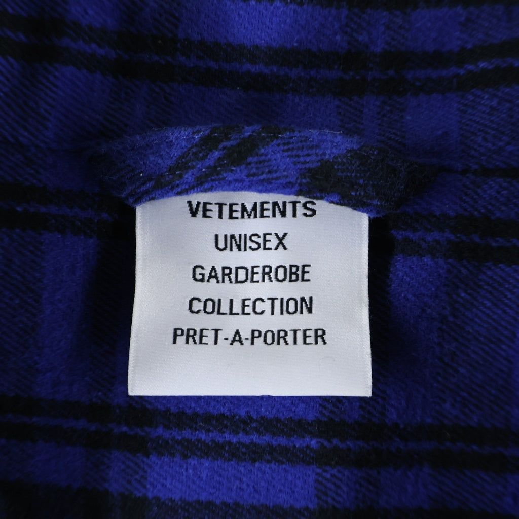 VETEMENTS(ヴェトモン) 21SS Anarchy Flannel Shirt アナーキー ロゴプリント フランネル チェック 長袖シャツ ブルー/ブラック UA52SH850B