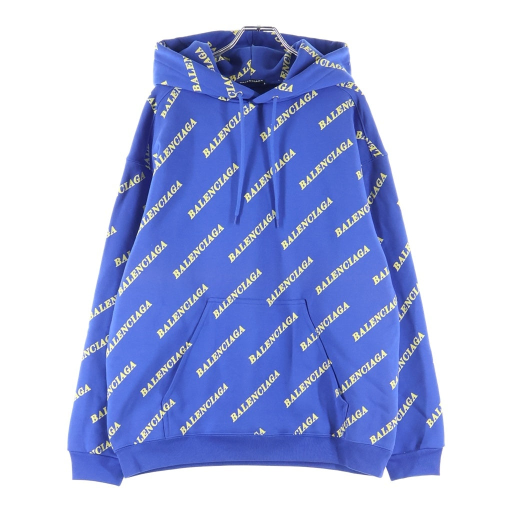 BALENCIAGA(バレンシアガ) 20SS ALL OVER LOGO HOODIE オールオーバーロゴプリント スウェット プルオーバーパーカー ブルー 600583 TIV71