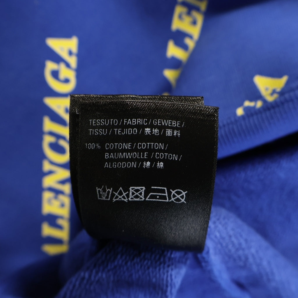 BALENCIAGA(バレンシアガ) 20SS ALL OVER LOGO HOODIE オールオーバーロゴプリント スウェット プルオーバーパーカー ブルー 600583 TIV71