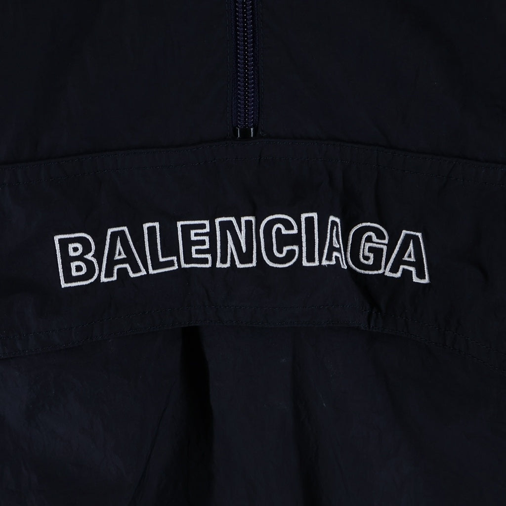 BALENCIAGA(バレンシアガ) 19SS ロゴデザイン ハーフジップ アノラック ナイロン パーカー ブラック 556229 TYD33