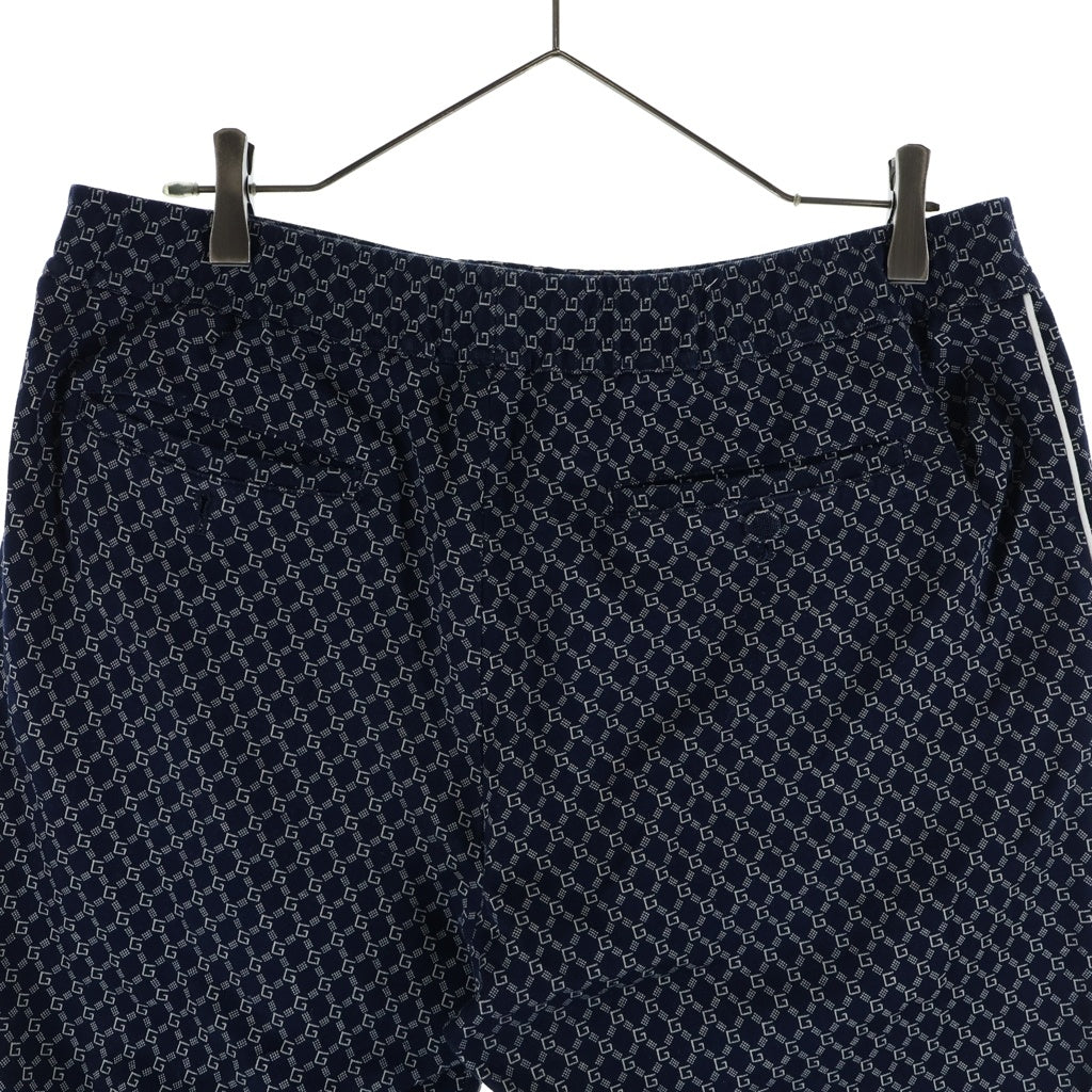 GUCCI(グッチ) 19SS G FRAMES JERSEY JOGGING PANT GG総柄デザイン ジョギング イージー パンツ ネイビー 552578 ZAAEO