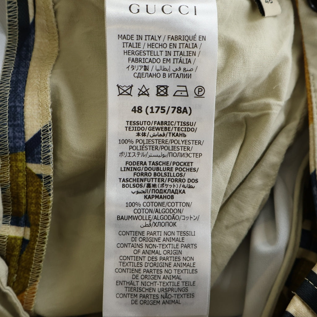 GUCCI(グッチ) 22SS ×ADIDAS トレフォイル ストライプ総柄デザイン ベルト付き スラックスパンツ マルチ 691433 ZAJOP