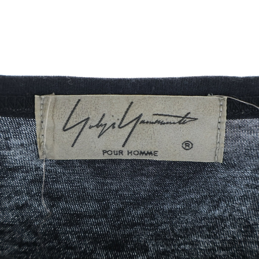 Yohji Yamamoto POUR HOMME(ヨウジヤマモト プールオム) 19SS パッチデザイン クルー ネック 長袖Tシャツ カットソー ブラック HH-T90-880