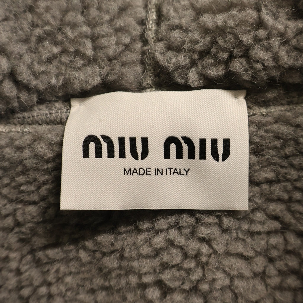 miumiu(ミュウミュウ) Fleece Zip Hoodie フリースジップフーディー パーカー グレー S000 ML1433 000