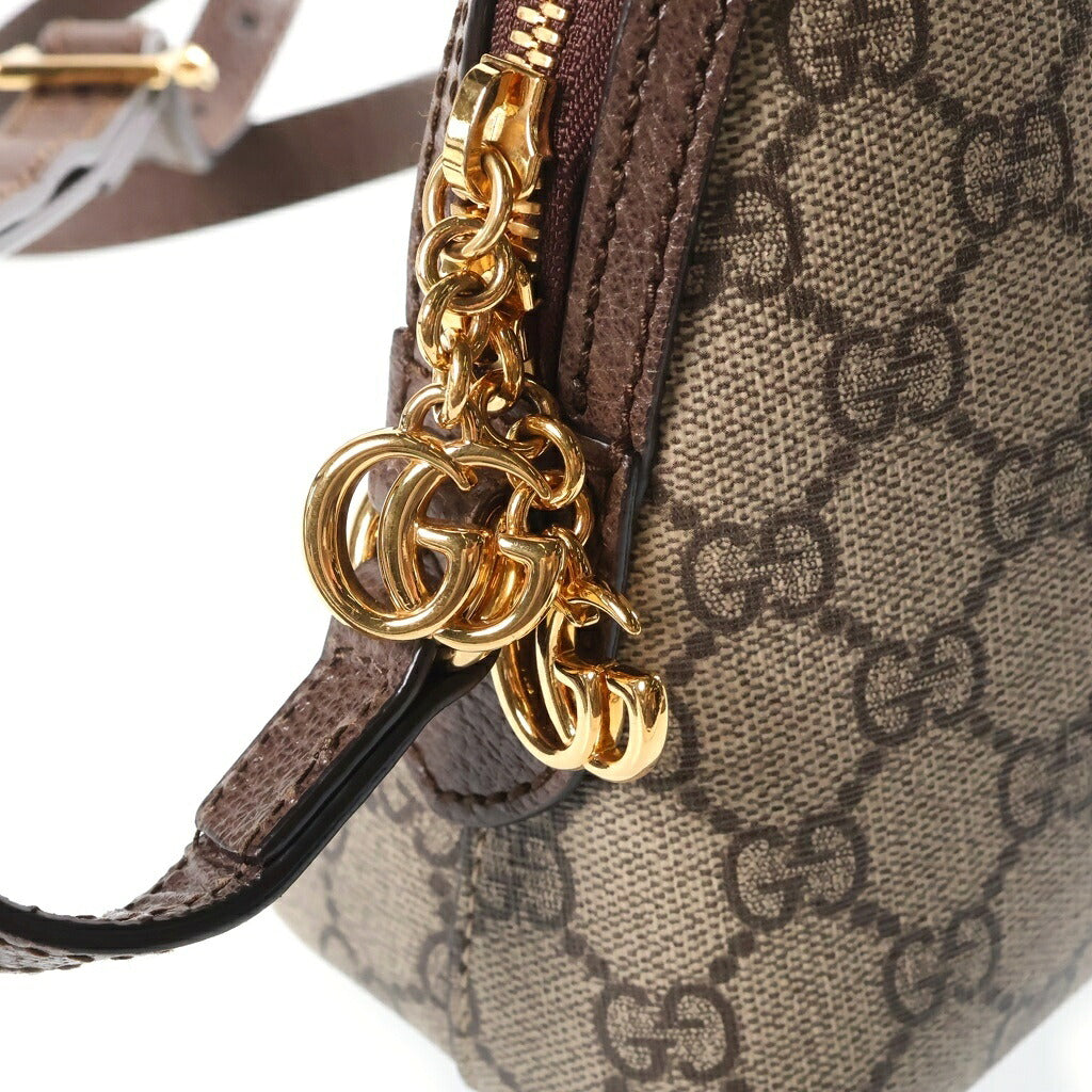 GUCCI(グッチ) GGスプリーム オフィディア ショルダーバッグ ブラウン レザー×PVC 499621 ゴールド金具