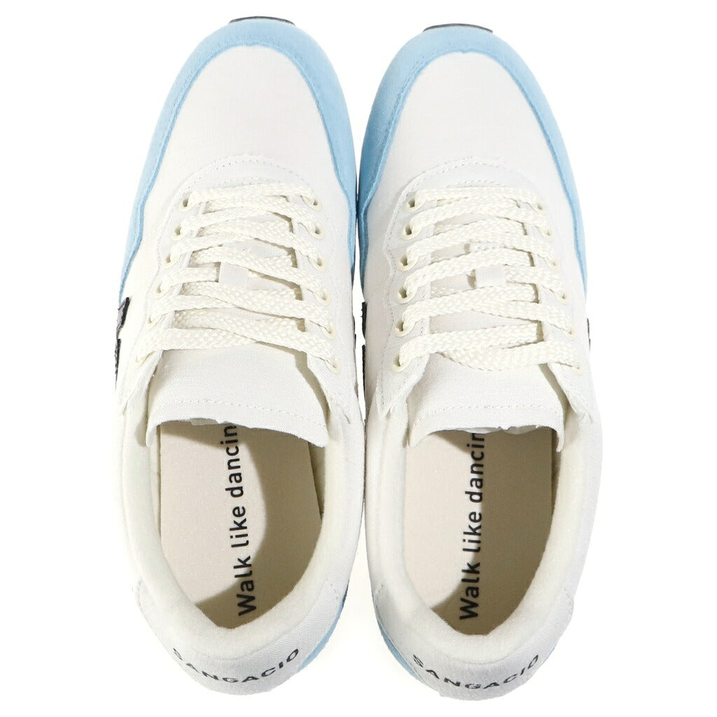 Sangacio(サンガッチョ) にゅ〜ず 90's BLUE ロゴ ローカット スニーカー ホワイト/ライトブルー