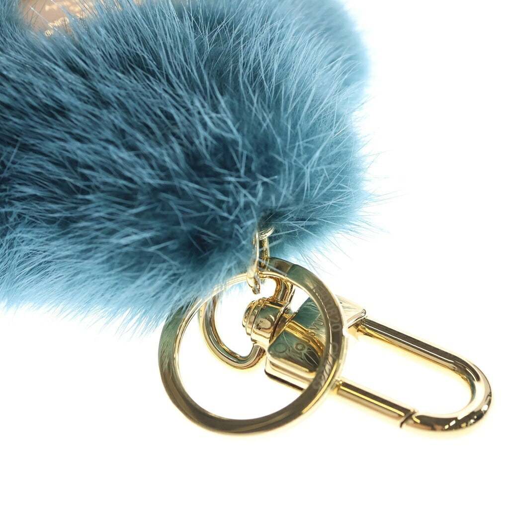 LOUIS VUITTON(ルイヴィトン) ポルト クレ ヴィヴィエンヌ ファー バッグチャーム キーホルダー キーリング ブルー M03820 ゴールド金具