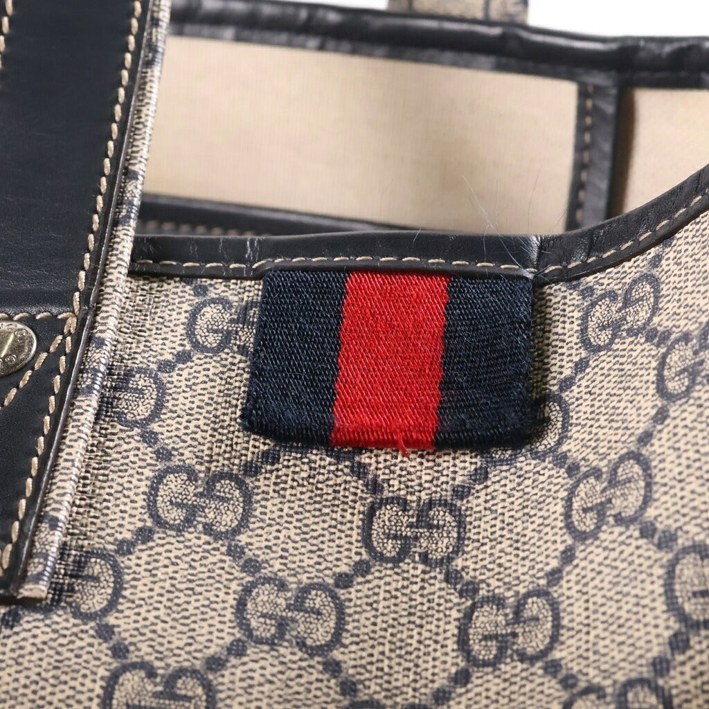 GUCCI(グッチ) GGプラス スプリーム キャンバス レザー トートバッグ ベージュ/ネイビー 211134