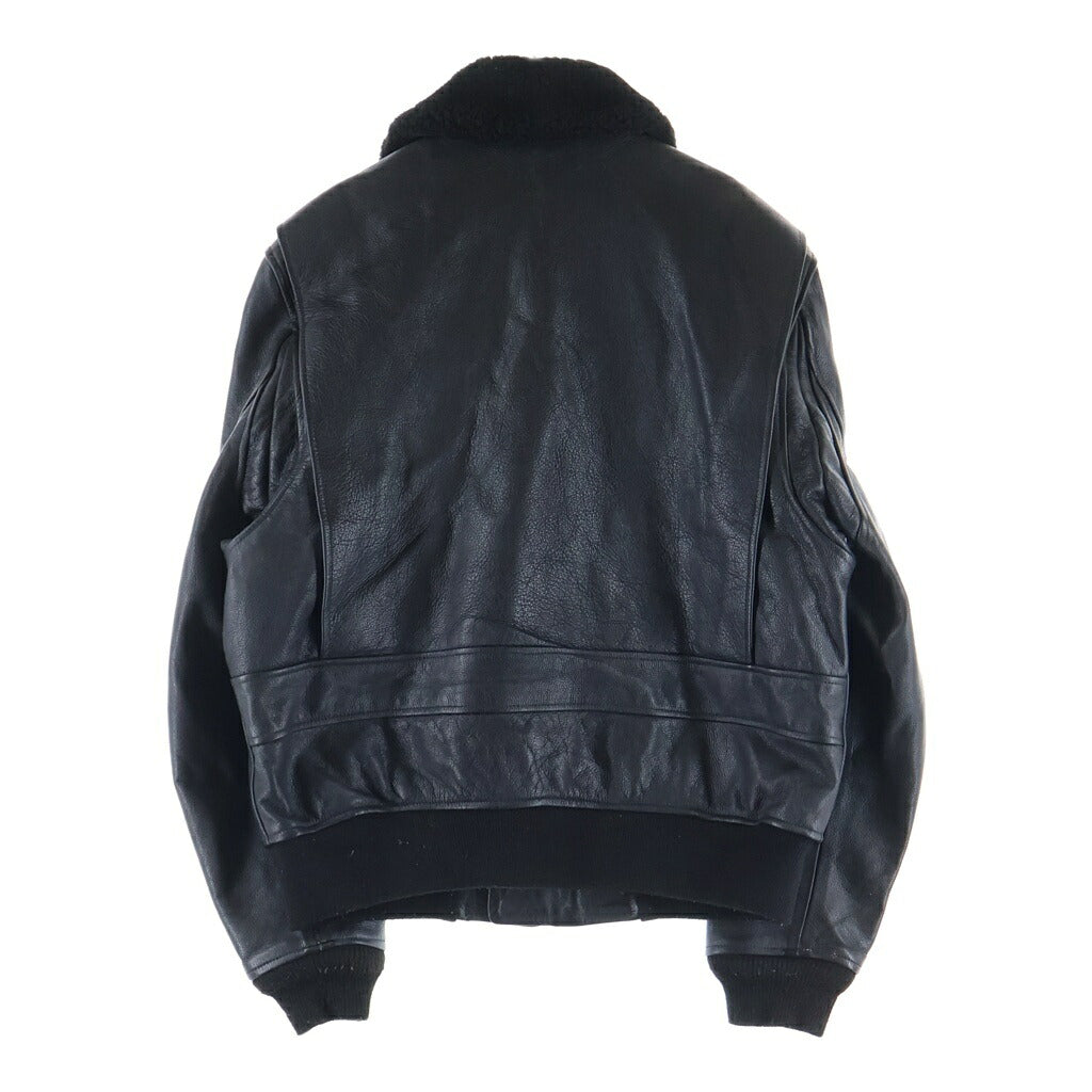 NO BRAND(ノーブランド) San Diego サンディエゴ ボアカラー ジップアップ レザー フライト ジャケット ブラック