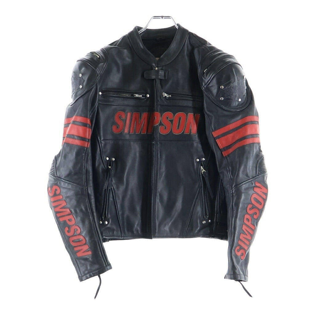 NO BRAND(ノーブランド) SIMPSON シンプソン バイカー レザー ジップアップ ジャケット ブルゾン ブラック/レッド