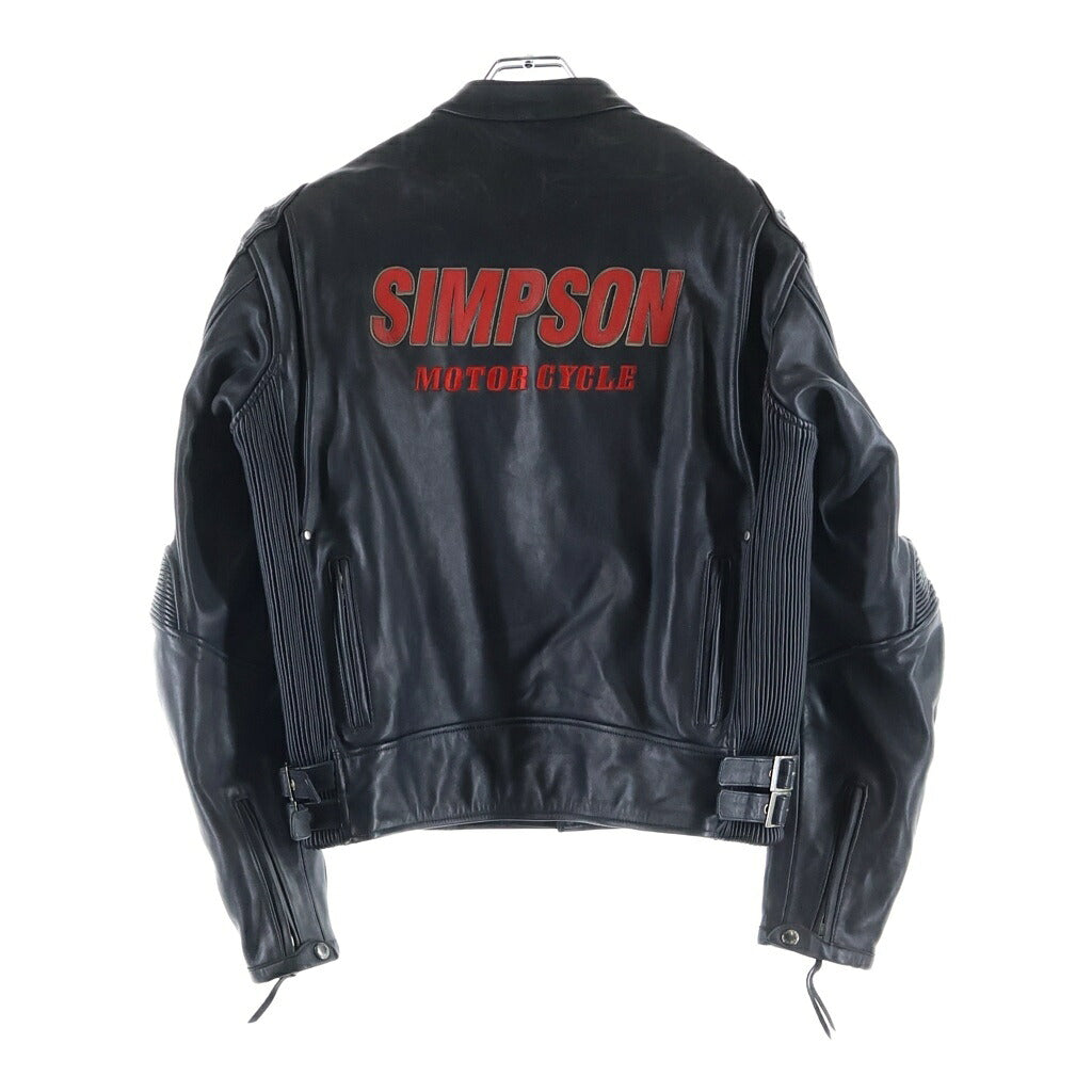 NO BRAND(ノーブランド) SIMPSON シンプソン バイカー レザー ジップアップ ジャケット ブルゾン ブラック/レッド