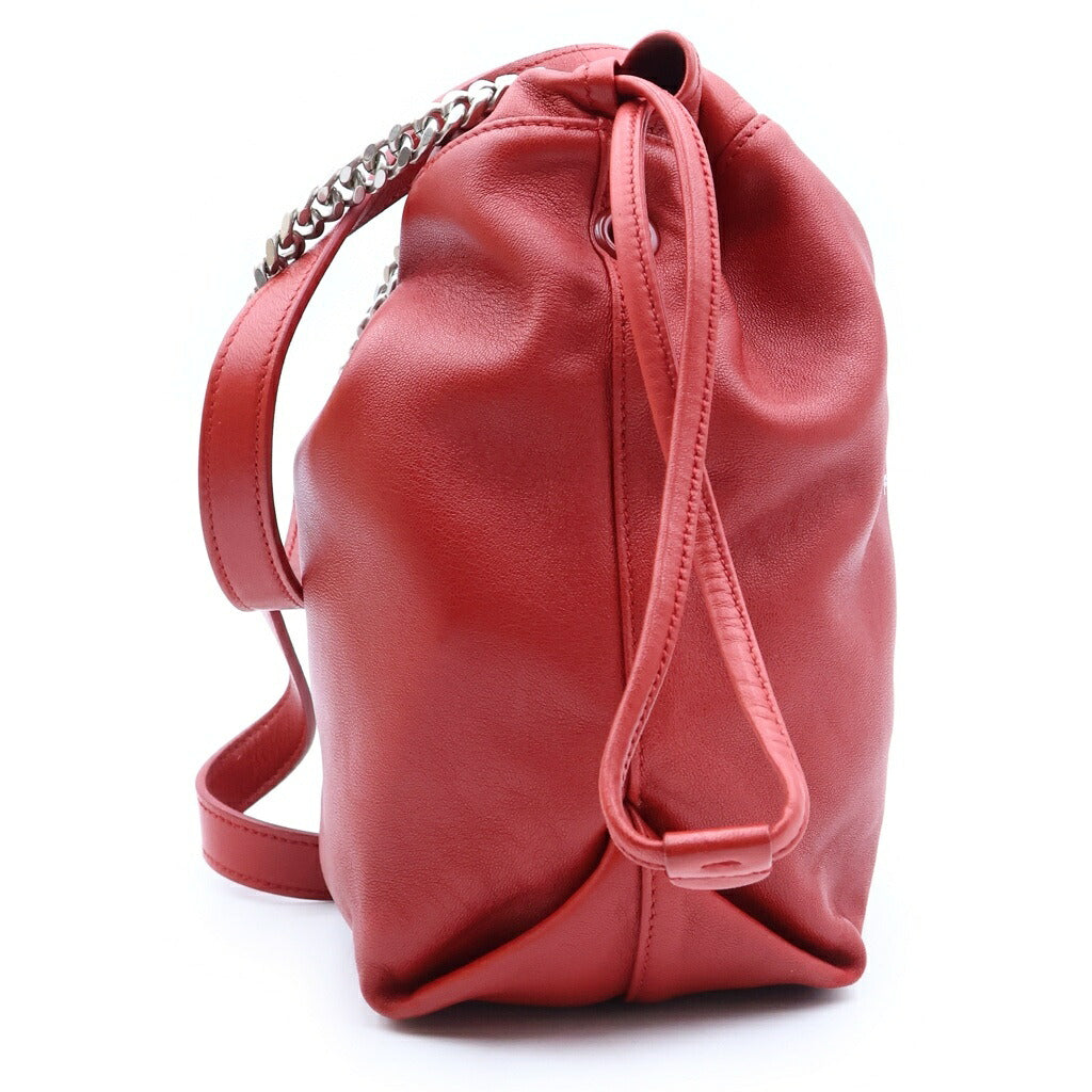 SAINT LAURENT PARIS(サンローランパリ) テディ チェーンショルダーバッグ レッド レザー 583328 ゴールド金具