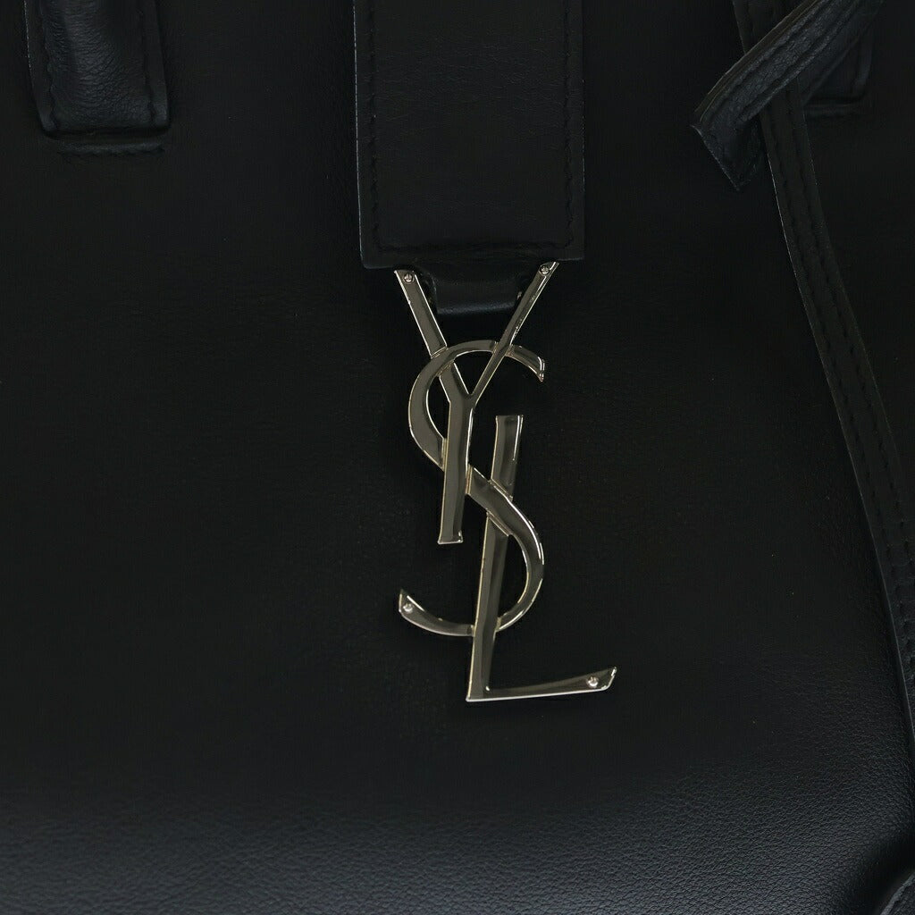 SAINT LAURENT PARIS(サンローランパリ) ベイビー ダウンタウン 2WAYトートバッグ ハンドバッグ ショルダーバッグ ブラック レザー シルバー金具