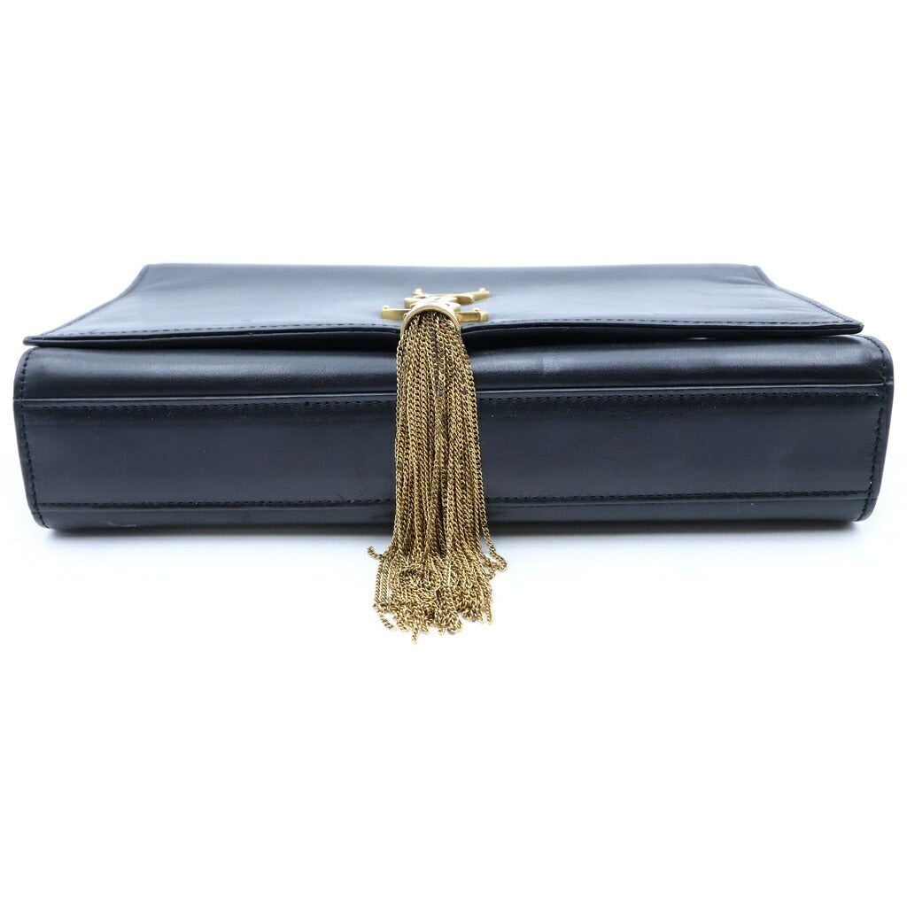 YVES SAINT LAURENT(イヴサンローラン) ケイトタッセル チェーンショルダーバック ブラック レザー ゴールド金具