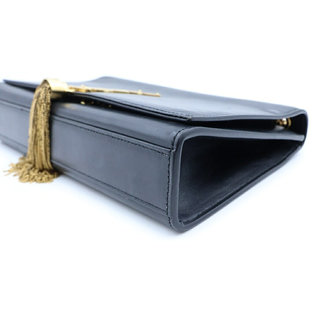 YVES SAINT LAURENT(イヴサンローラン) ケイトタッセル チェーンショルダーバック ブラック レザー ゴールド金具