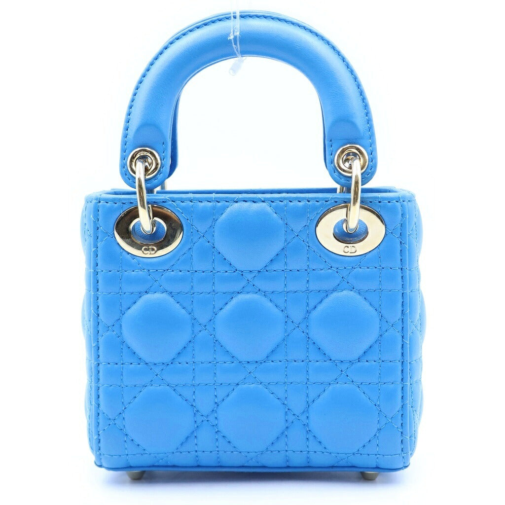 Christian Dior(クリスチャンディオール) レディディオール マイクロ 2WAYハンドバッグ ショルダーバッグ ブルー レザー ゴールド金具