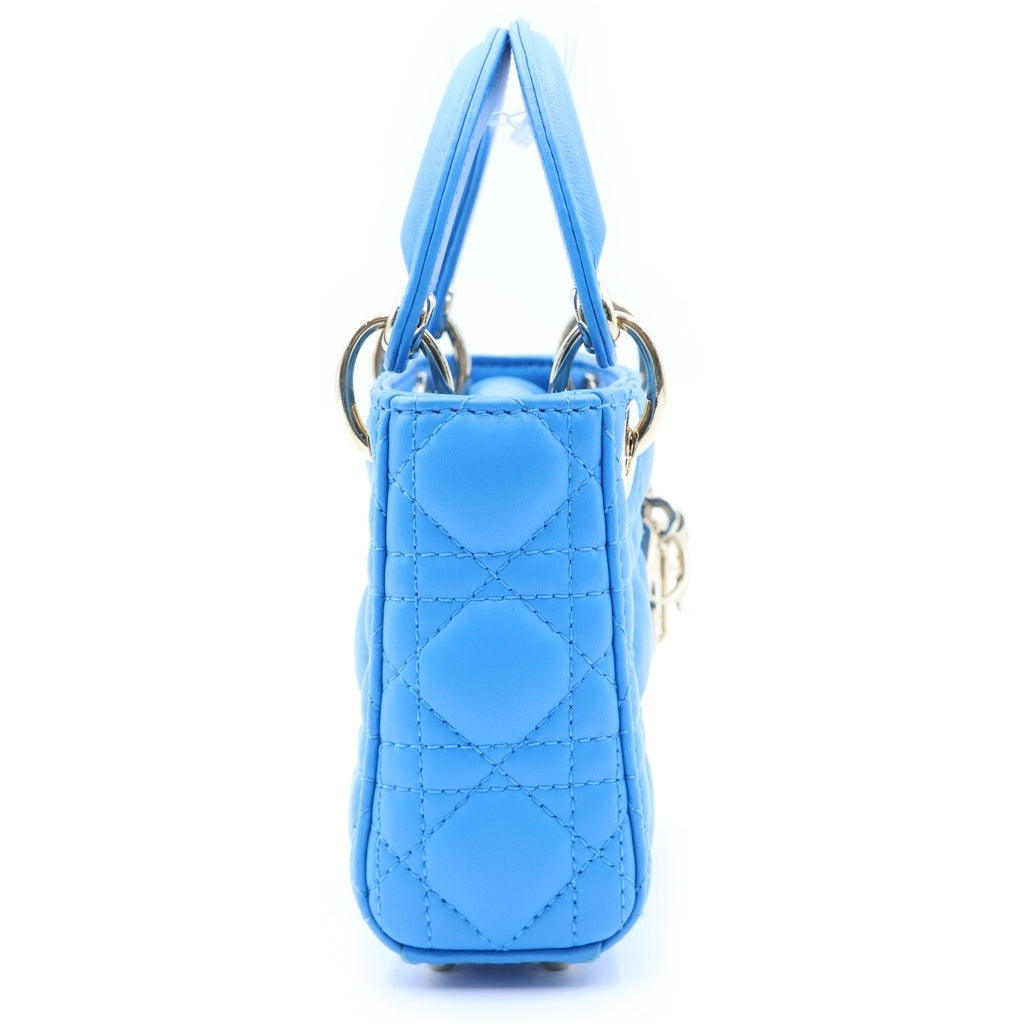 Christian Dior(クリスチャンディオール) レディディオール マイクロ 2WAYハンドバッグ ショルダーバッグ ブルー レザー ゴールド金具
