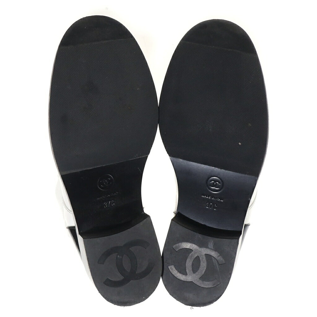 CHANEL(シャネル) ココマーク レザー バイカラー レースアップ ショートブーツ ホワイト/ブラック G34954