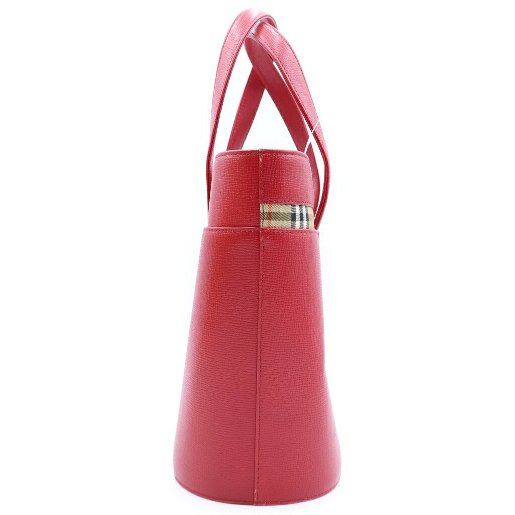 BURBERRY(バーバリー) ノバチェック ハンドバッグ レッド レザー