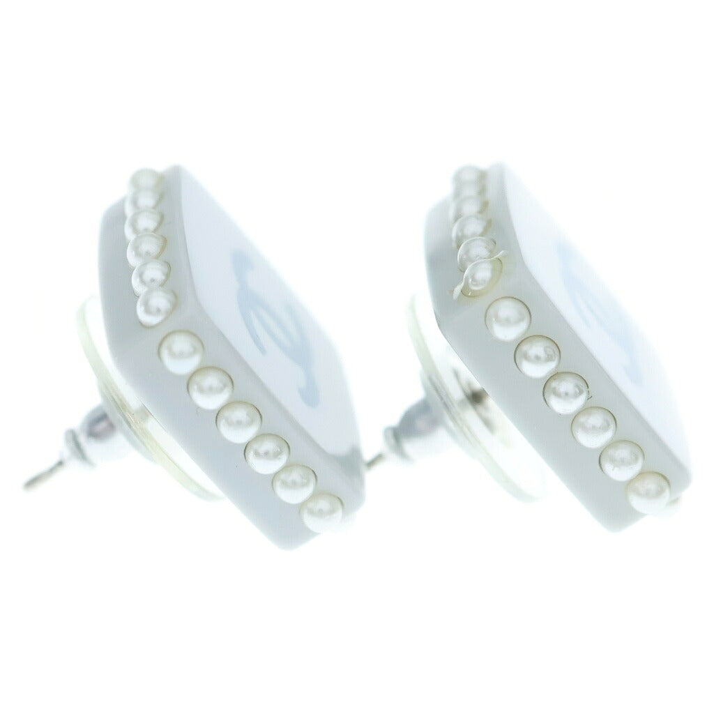 CHANEL(シャネル) ココマーク スクエアパールピアス グレー 15P