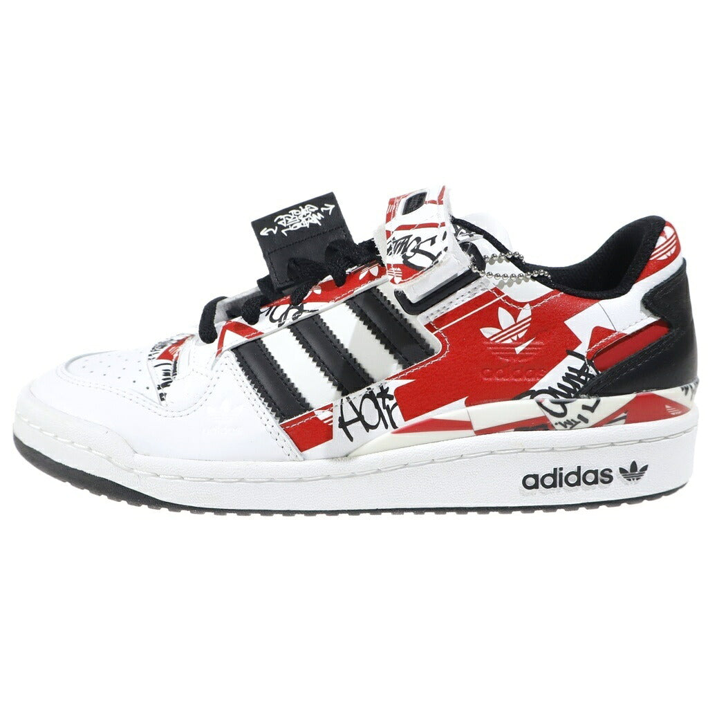 adidas(アディダス) ×atmos アトモス FORUM LOW Graffiti フォーラムロー グラフィティ ローカットスニーカー ホワイト/レッド US9.5/26.5cm GW3487
