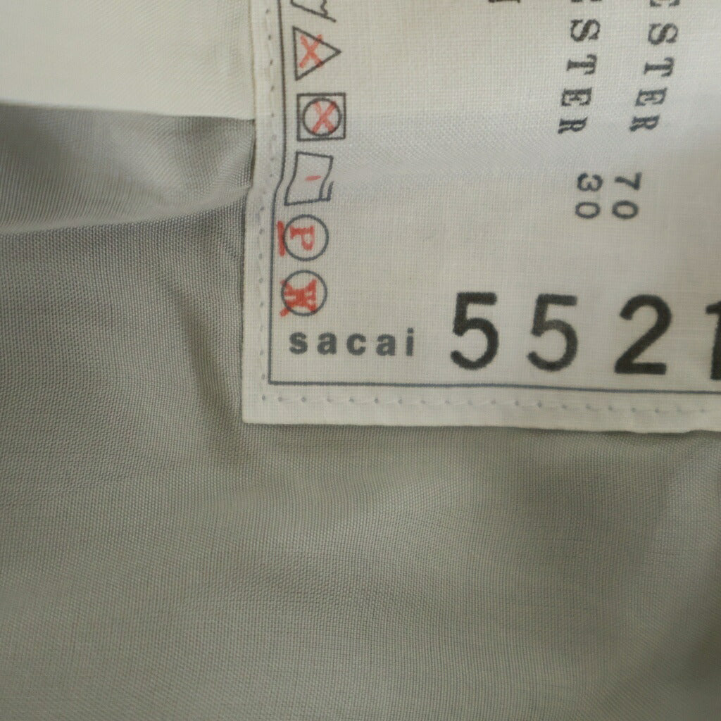 Sacai(サカイ) 21SS Suiting Jacket スイッチング ウール サテン 切り替え 1B ノースリーブ オーバーサイズ テーラードジャケット グレー レディース 21-05521
