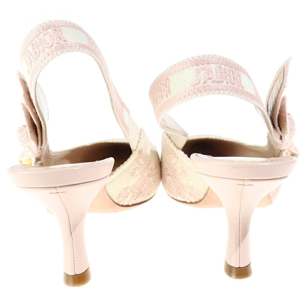 Christian Dior(クリスチャンディオール) J'ADIOR ジャディオール トワルドジュイ キャンバス スリングバック ヒール パンプス シューズ ピンク レディース