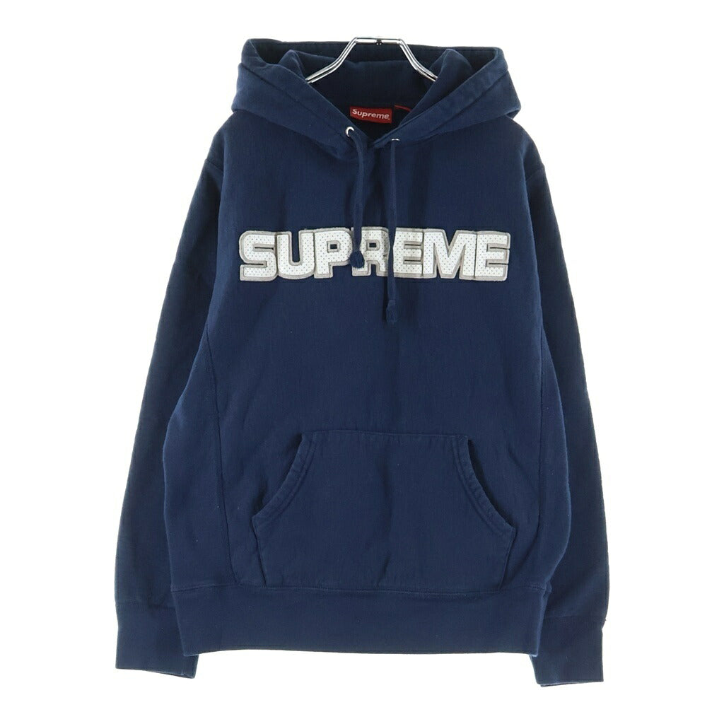 SUPREME(シュプリーム) パーフォレーテッド レザー フーディ パーカー ネイビー RN101837