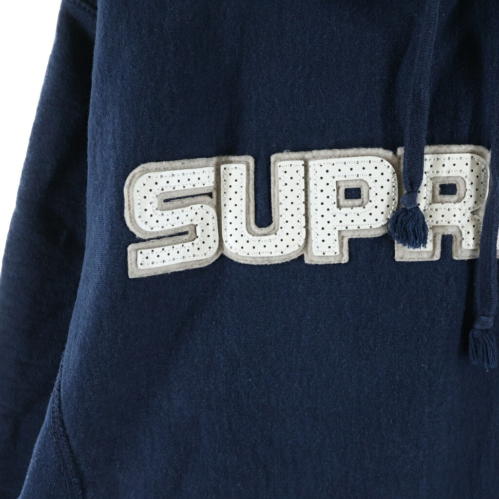 SUPREME(シュプリーム) パーフォレーテッド レザー フーディ パーカー ネイビー RN101837