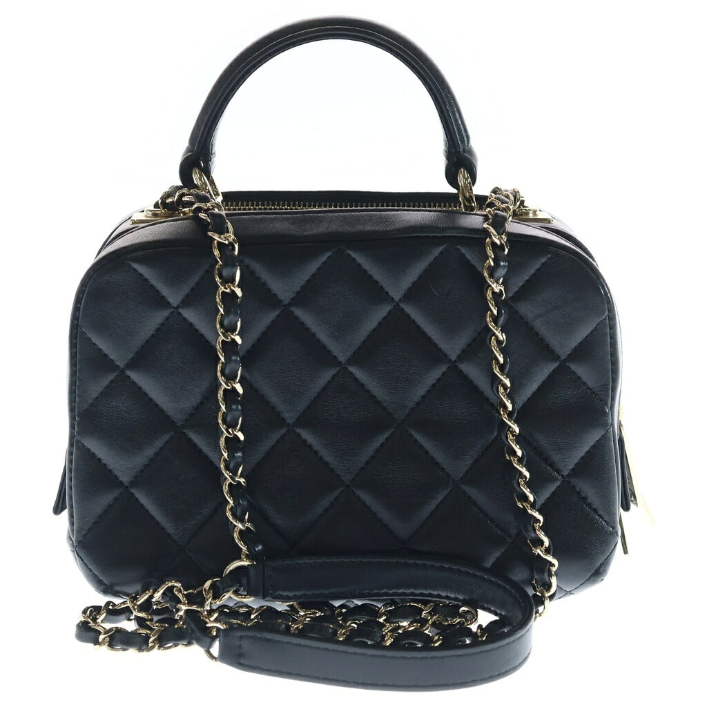 CHANEL(シャネル) マトラッセ トレンディCC ボーリングバッグ ハンドバッグ ショルダーバッグ ラムスキン ブラック ゴールド金具 A92238