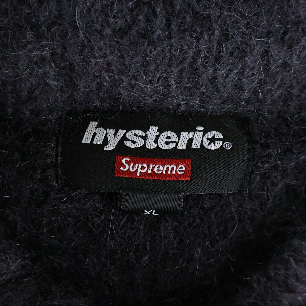 SUPREME(シュプリーム) 24AW ×HYSTERIC GLAMOUR Mohair Zip Up Hooded Sweater ヒステリックグラマー モヘア ジップアップ フーデッド セーター ニット グレー/パープル