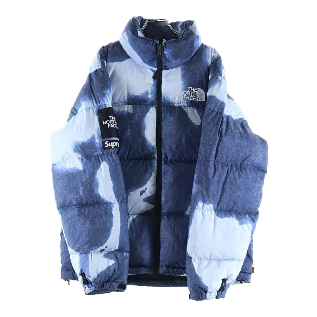 SUPREME(シュプリーム) 21AW ×THE NORTH FACE Bleached Denim Print Nuptse Jacket ノースフェイス ブリーチド デニム プリント ヌプシ ダウンジャケット ブルー ND52100I