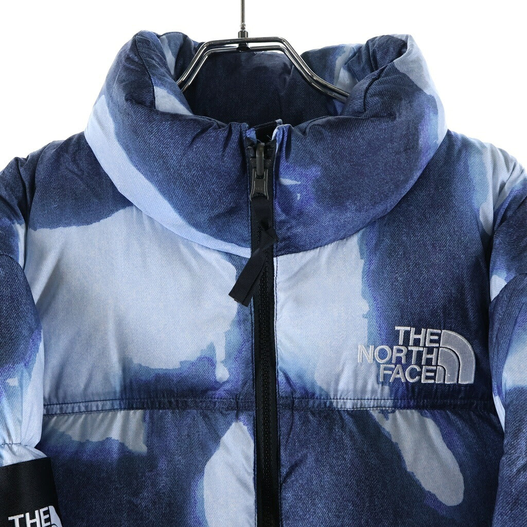 SUPREME(シュプリーム) 21AW ×THE NORTH FACE Bleached Denim Print Nuptse Jacket ノースフェイス ブリーチド デニム プリント ヌプシ ダウンジャケット ブルー ND52100I