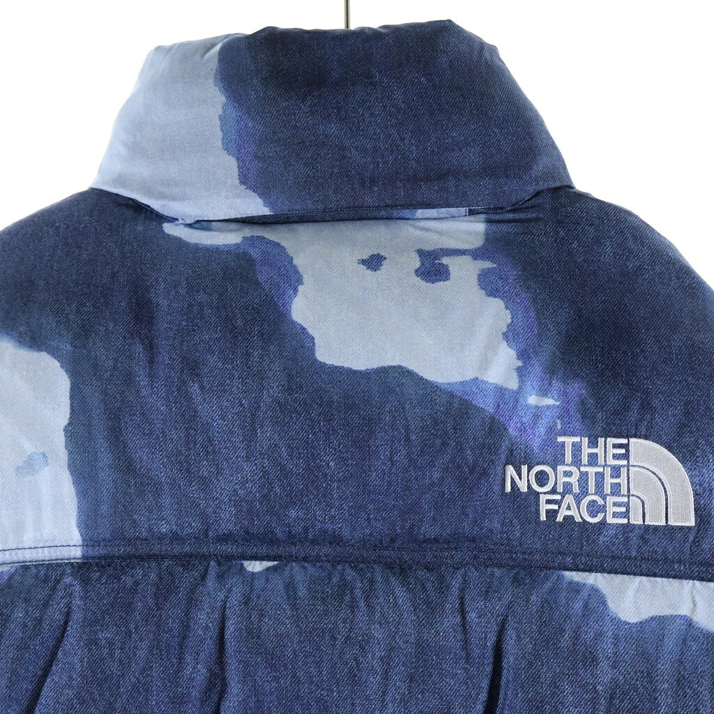SUPREME(シュプリーム) 21AW ×THE NORTH FACE Bleached Denim Print Nuptse Jacket ノースフェイス ブリーチド デニム プリント ヌプシ ダウンジャケット ブルー ND52100I
