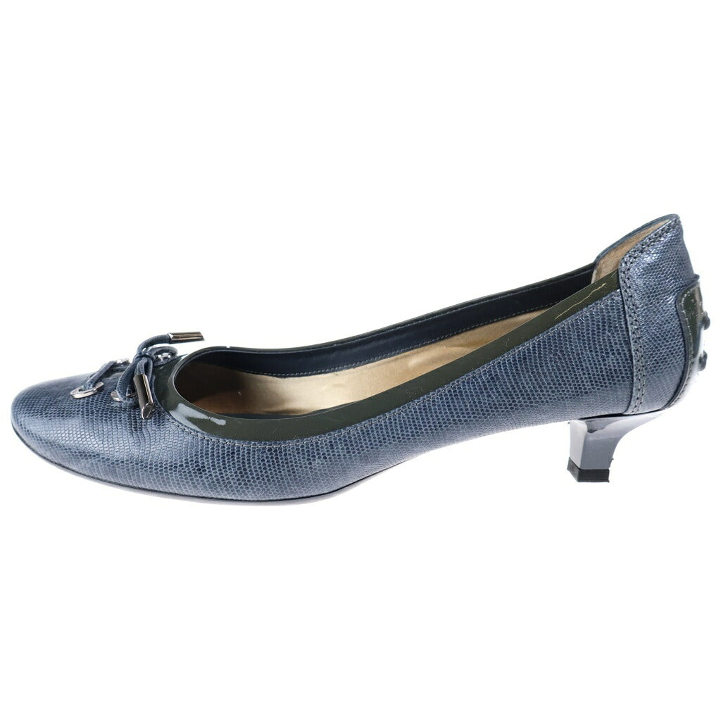 TOD'S(トッズ) レザー レースアップ ヒール パンプス シューズ ネイビー レディース