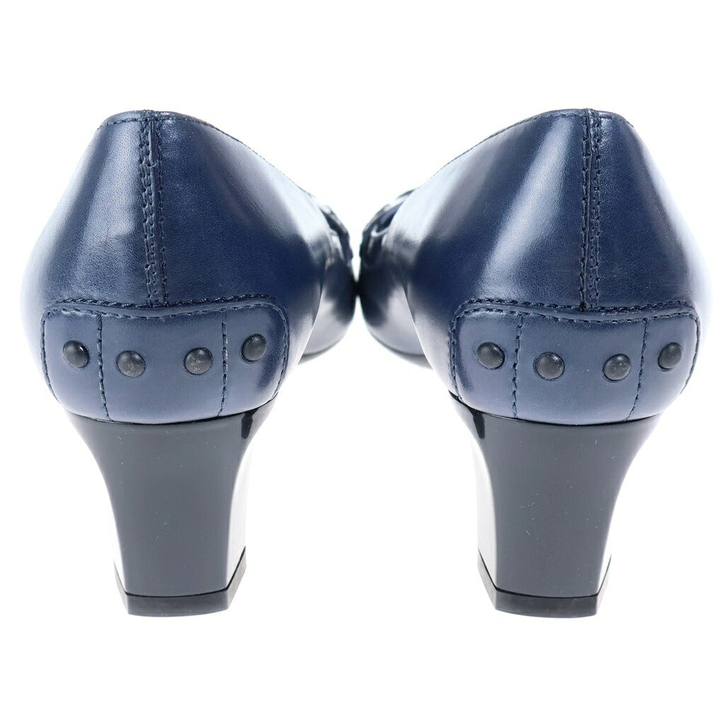 TOD'S(トッズ) パテント コンビレザー ヒール パンプス ローファー シューズ ネイビー レディース